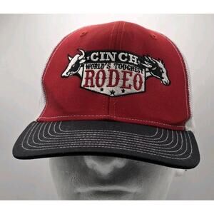 Cinch Rodeo Logo Red Snapback Cap Trucker Hat Richardson Mesh Back